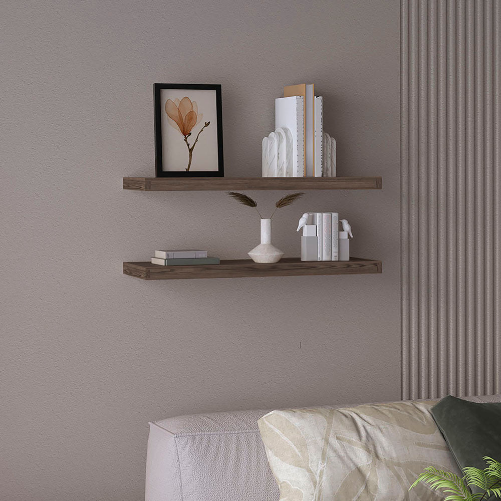 Ecco 31.5" Wide  Floating Shelves Set of 2, Shelves for Wall Decor for Bedroom, Bathroom Storage Shelves, Book Shelves for Living Room
