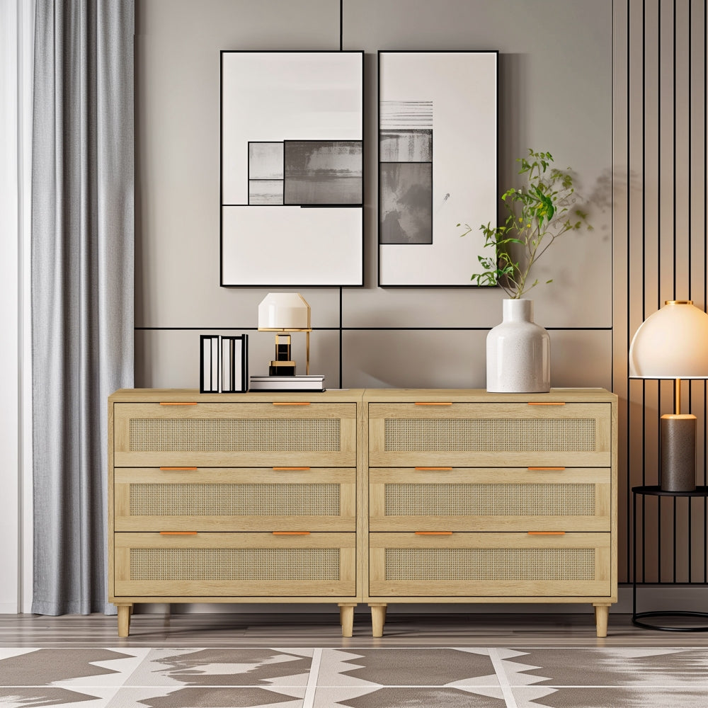 4 Drawers Rattan Cabinet,for Bedroom,Living Room,Dining Room,Hallways,Easy Assembly