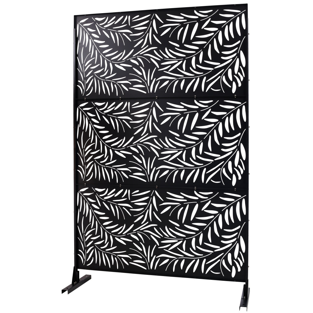 Outdoor & Indoor Privacy Screen Metal Privacy Screen 76" H×48" W, Freestanding Decorative Privacy Screen for Deck Balcony Patio, Privacy Fence Panels for Outside Lawn Garden PS119 BLACK