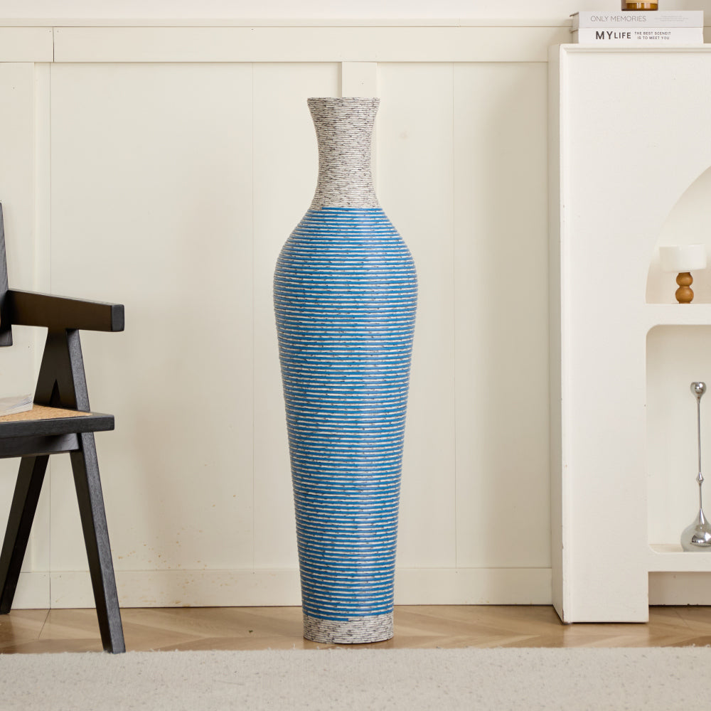 39-Inch Tall Standing Designer Floor Vase - Durable Artificial Rattan - Elegant Two-Tone Dark Brown Finish - Ideal Decor Accent for Living Room, Bedroom, Entryway - Stylish Home Decor Statement Piece