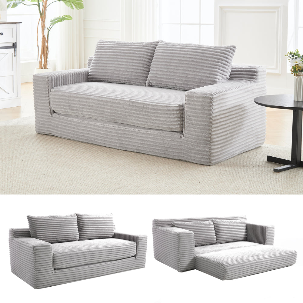 Memory foam L-shaped compression sofa for living room - No Assembly, Convertible 2-in-1 Design, Corduroy Fabric - Compact Couch for Small Spaces, Apartments, Home Office & Bedroom (Black)