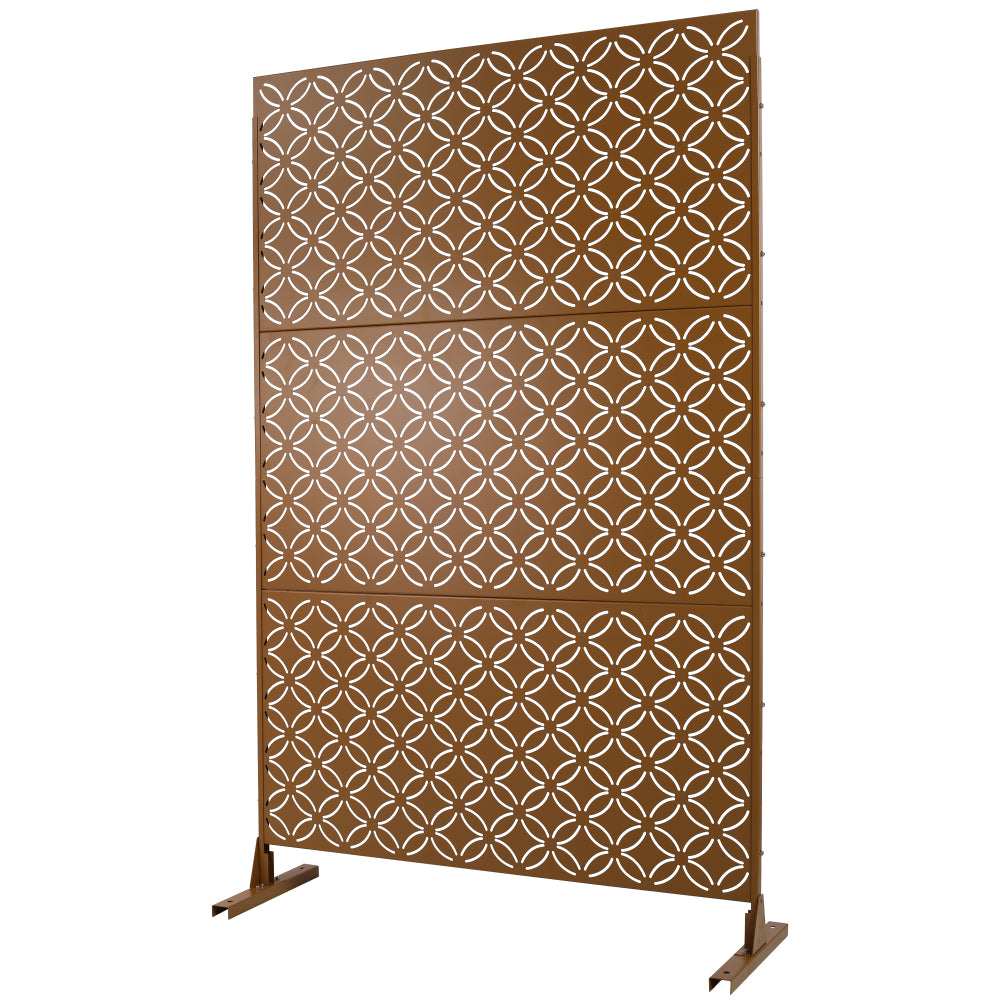 Outdoor & Indoor Privacy Screen Metal Privacy Screen 76" H×48" W, Freestanding Decorative Privacy Screen for Deck Balcony Patio, Privacy Fence Panels for Outside Lawn Garden PS107 BROWN