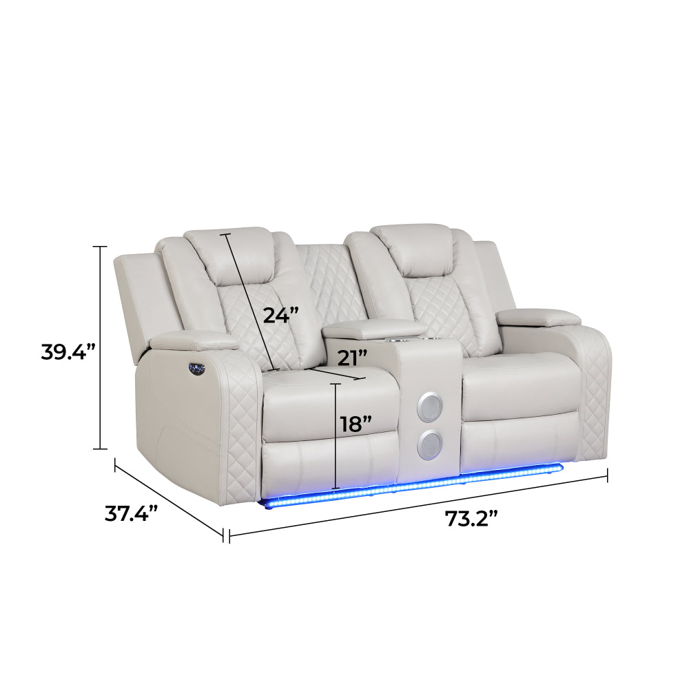 BENZ LED & Power Reclining Loveseat Made With Faux Leather in Ice      same asG150109058  (NJ inventory)