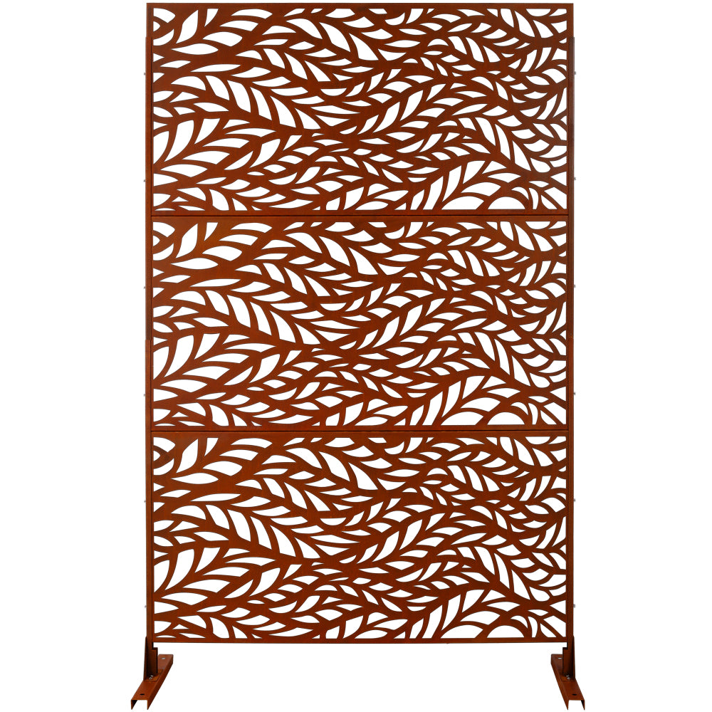 Outdoor & Indoor Privacy Screen Metal Privacy Screen 76" H×48" W, Freestanding Decorative Privacy Screen for Deck Balcony Patio, Privacy Fence Panels for Outside Lawn Garden PS110 RUSTY