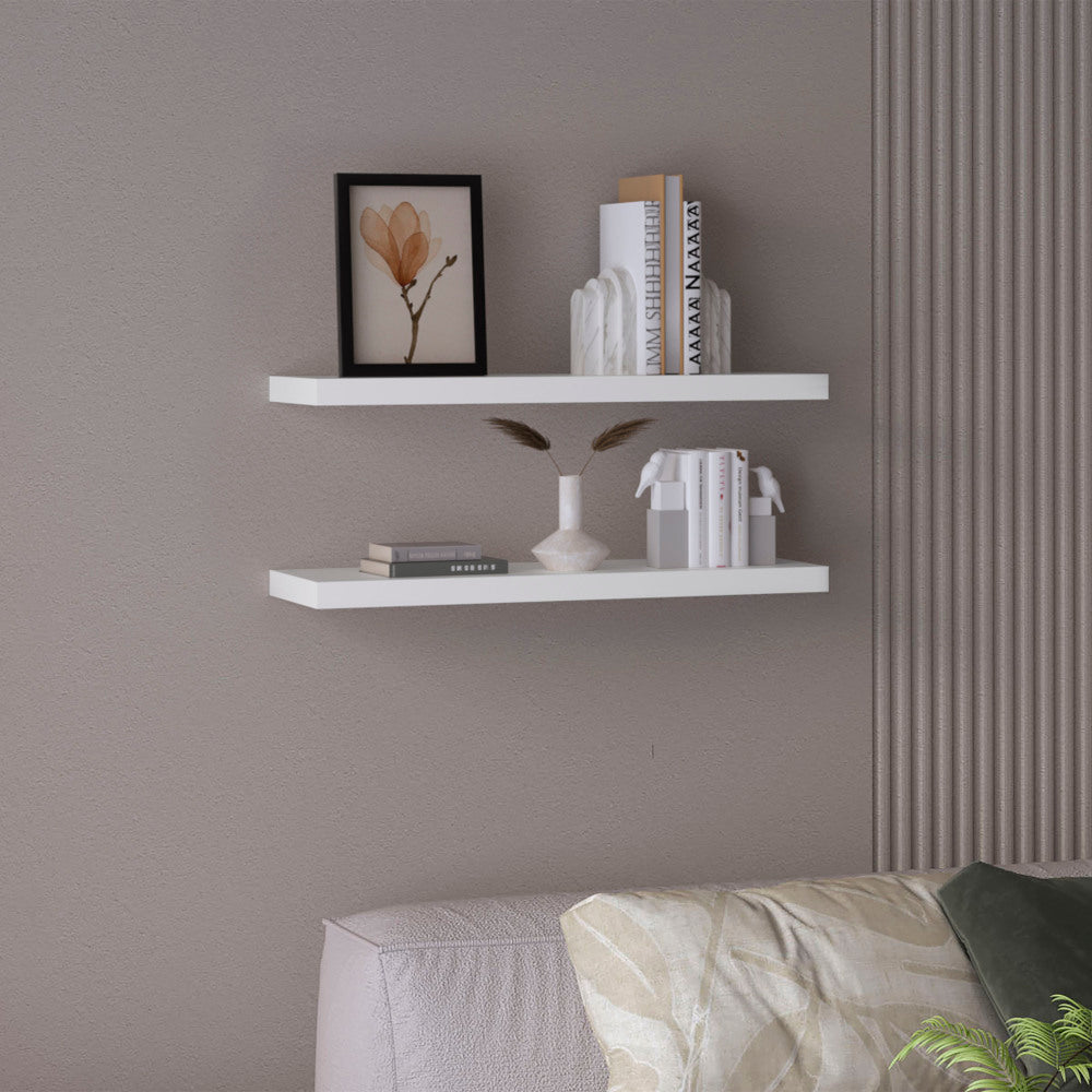 Ecco 31.5" Wide  Floating Shelves Set of 2, Shelves for Wall Decor for Bedroom, Bathroom Storage Shelves, Book Shelves for Living Room