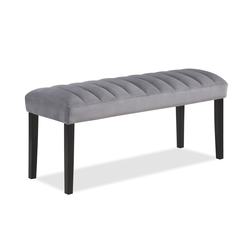 6-Piece Contemporary Dining Set Rectangular Faux Marble Table Top Black Finish Upholstered Chairs Bench Channel Tufting Wooden Solid Wood Dining Room Kitchen Furniture