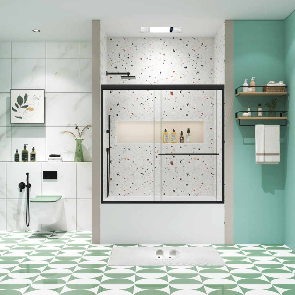Bypass shower door, sliding door, with 1/4" tempered glass and Chromed finish 44-48"x70"