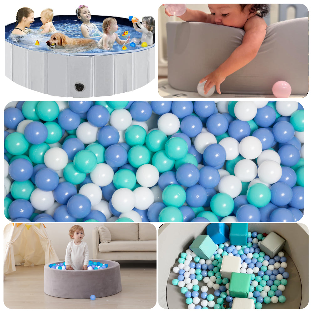 Ball Pit Balls 1000 Count for Kids, Colorful Phthalate Free BPA Free Baby Toddler Play Balls for Kids Toddlers - Safe, Crushproof, Lightweight, Durable Spheres-Blue&White