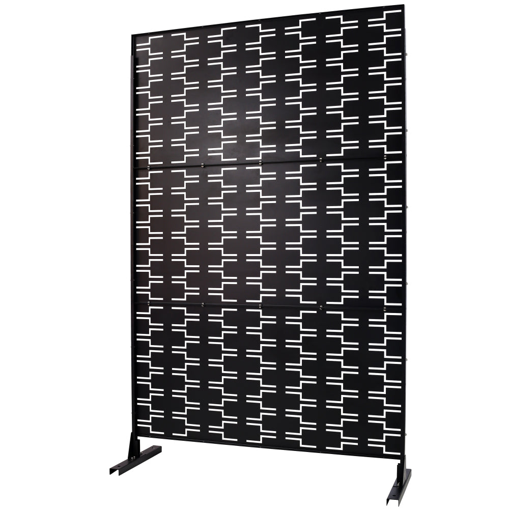 Outdoor & Indoor Privacy Screen Metal Privacy Screen 76" H×48" W, Freestanding Decorative Privacy Screen for Deck Balcony Patio, Privacy Fence Panels for Outside Lawn Garden PS112 BLACK