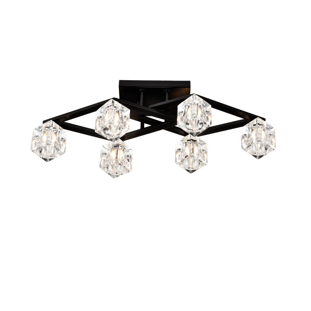 6-Light  Crystal  Ceiling Light for Dining Room, Modern Ceiling Lamp with  Light Fixture For Farmhouse Entryway Living Room (6*G9 Bulbs Included)