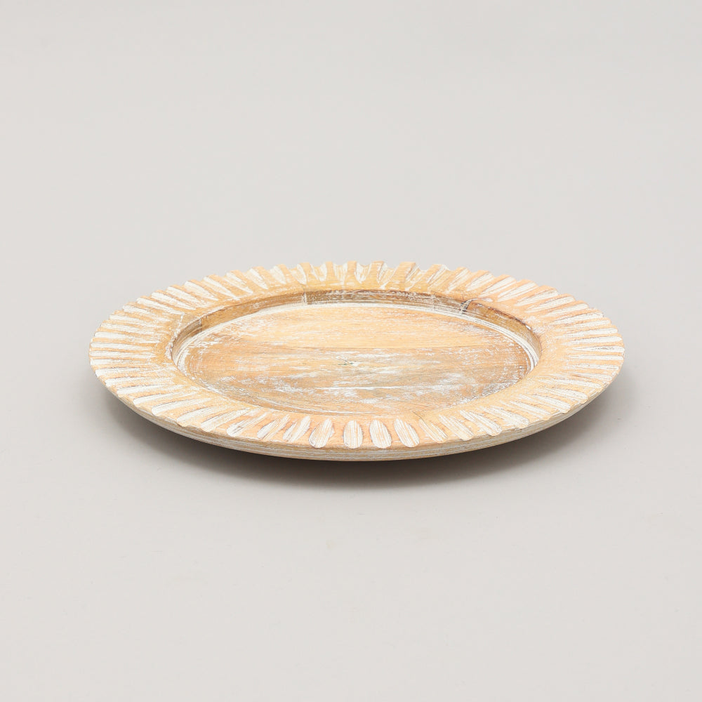 Handcrafted 13" Wood White Charger Plate| Wooden Dinning Placemat|Artisan Wood Tableware