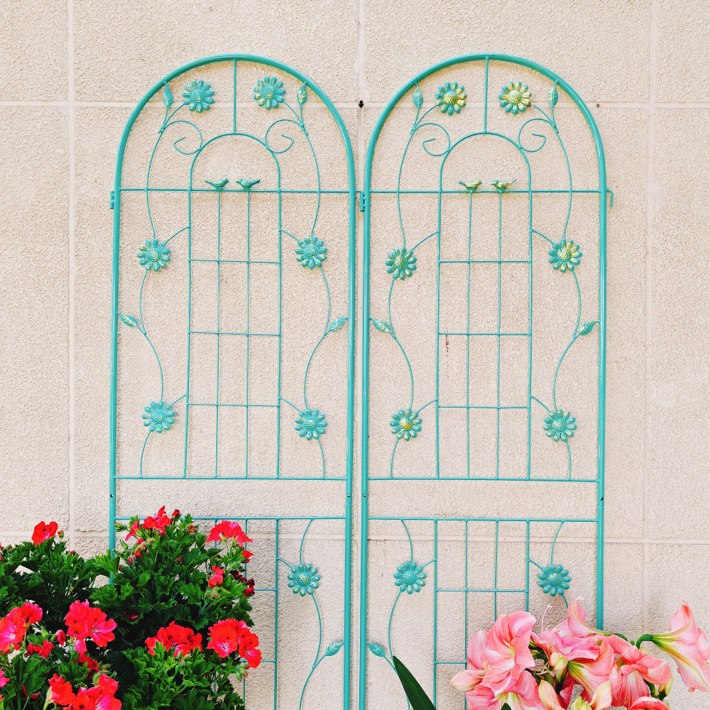 2 Pack Metal Garden Trellis 71" x 19.7" Rustproof Trellis for Climbing Plants Outdoor Flower Support Green