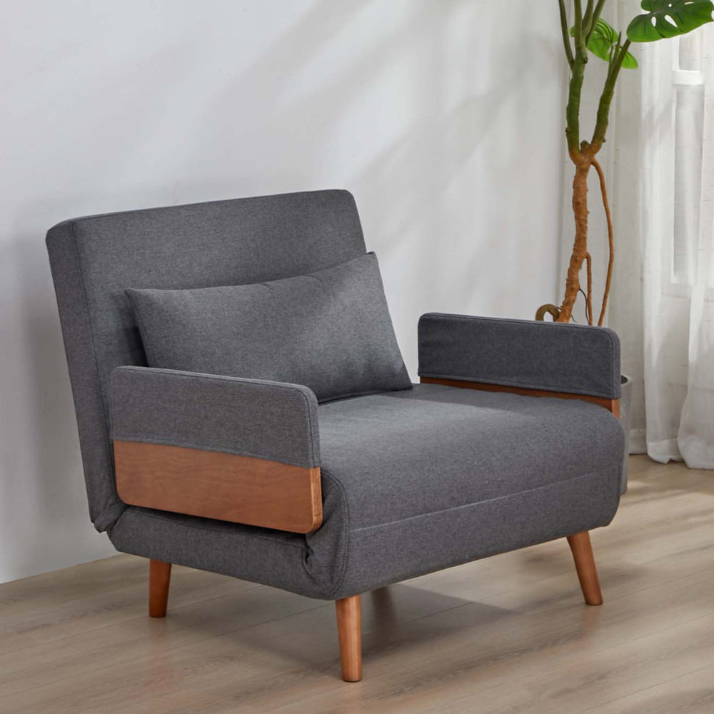 TRIO Modern Foldable Sofa Bed - Single-Seater with Breathable Linen Fabric, Converts in 10 Sec, 6-Level Adjustable Backrest, Silent Hinges, Space-Saving Multi-Functional Sleeper Sofa.