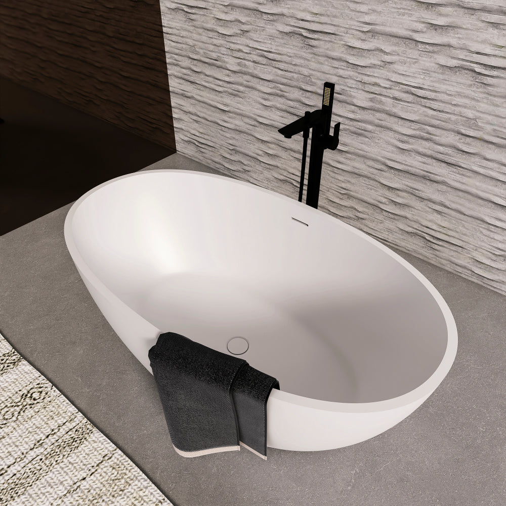 55 inch freestanding solid surface soaking bathtub for bathroom