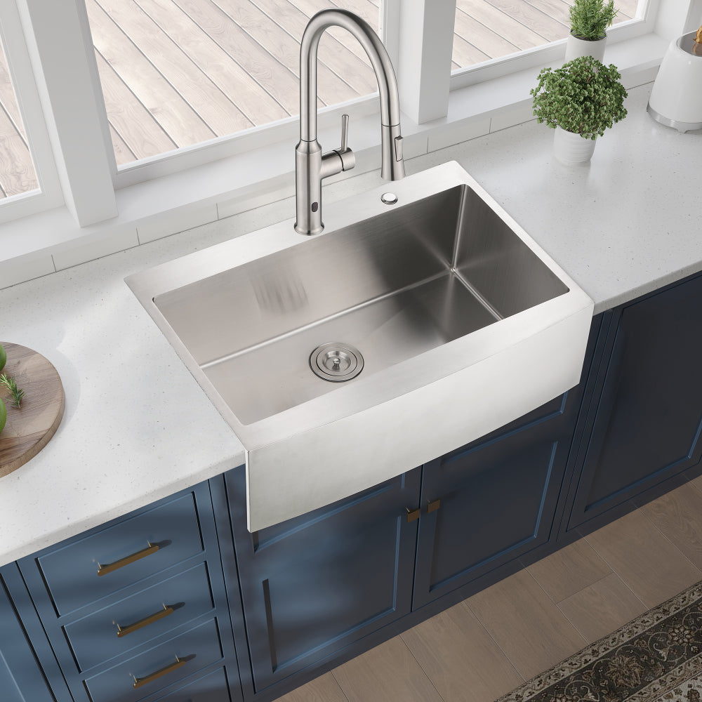 33x22x10"Farmhouse Apron Single Bowl Stainless Steel Kitchen Sink