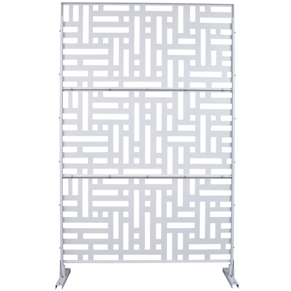 Outdoor & Indoor Privacy Screen Metal Privacy Screen 76" H×48" W, Freestanding Decorative Privacy Screen for Deck Balcony Patio, Privacy Fence Panels for Outside Lawn Garden PS103 WHITE