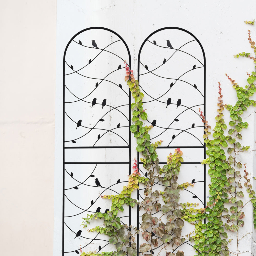 2 Pack Metal Garden Trellis 71" x 19.7" Rustproof Trellis for Climbing Plants Outdoor Flower Support Bird Deco Black