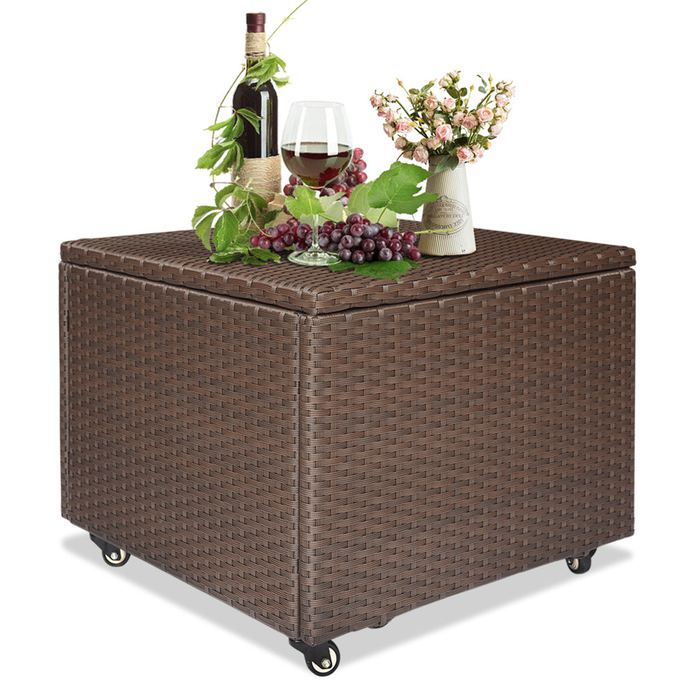 Outdoor Patio Wicker Large Storage Container Deck Box Made of Antirust Aluminum Frames and high quality Resin Rattan