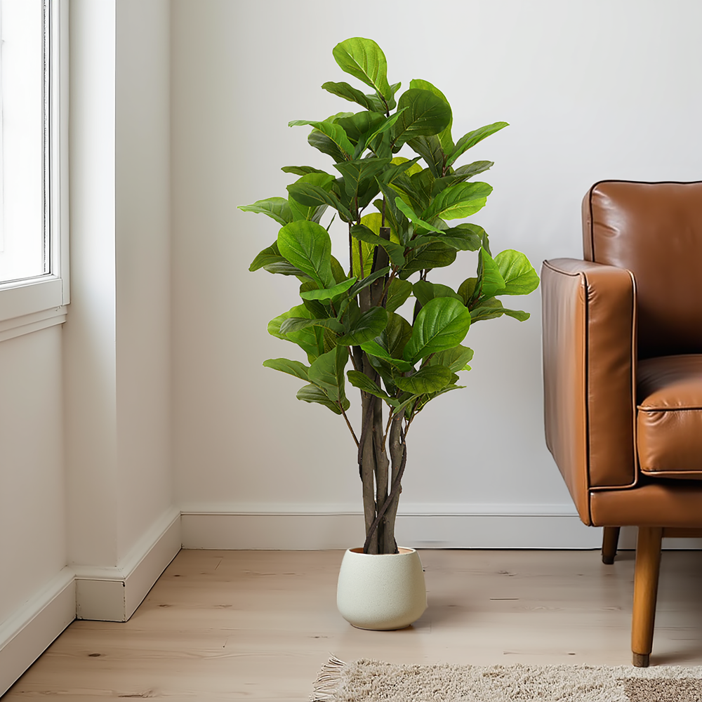 51" Artificial Fiddle Leaf Fig Tree With Pot