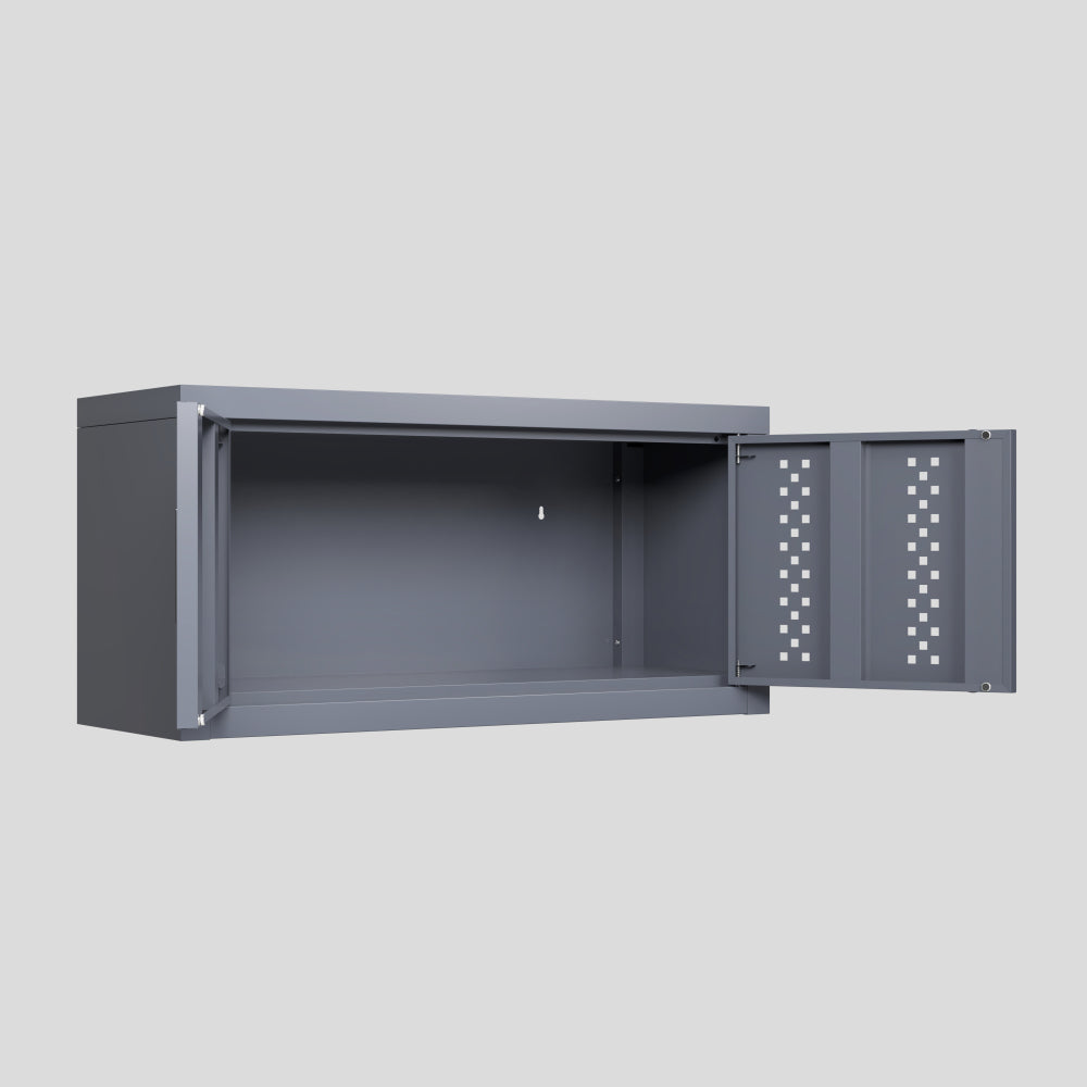 Metal garage cabinet with door, wall-mounted storage cabinet, floating tool cabinet for basements, kitchens, and warehouses (gray, 11.81" H)