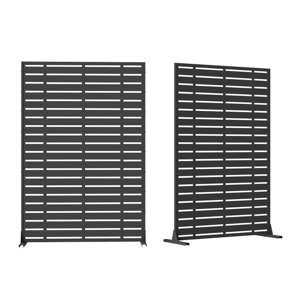 Outdoor Privacy Screen, Freestanding Patio Screen with Metal Frame & Resin Panels, Modern Decorative Privacy Fence for Patio, Garden, Balcony, Backyard