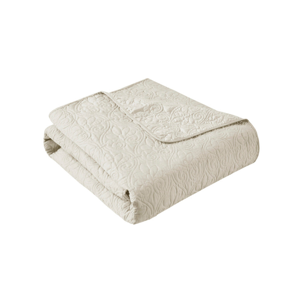 Oversized Quilted Throw Ivory 60x70"