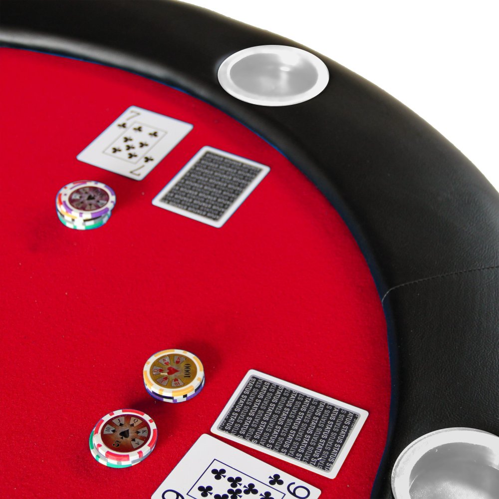 Folding Poker Table Top for 10 Players Tri-Fold Texas Holdem Blackjack Casino Game Tabletop Red