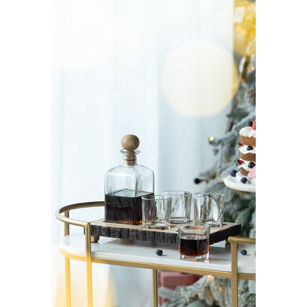 S/6 Alaine Bar Set with Mango Wood Stand