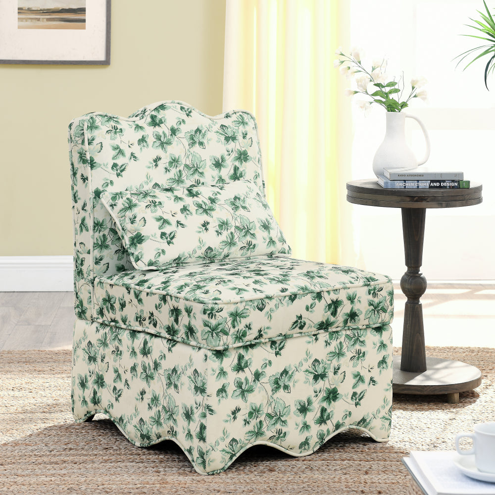 Flannel single dining chair with soft seat cushion and backrest, no armrests, matching pillow can be used as waist cushion, this dining chair can be used in the living room - GREEN