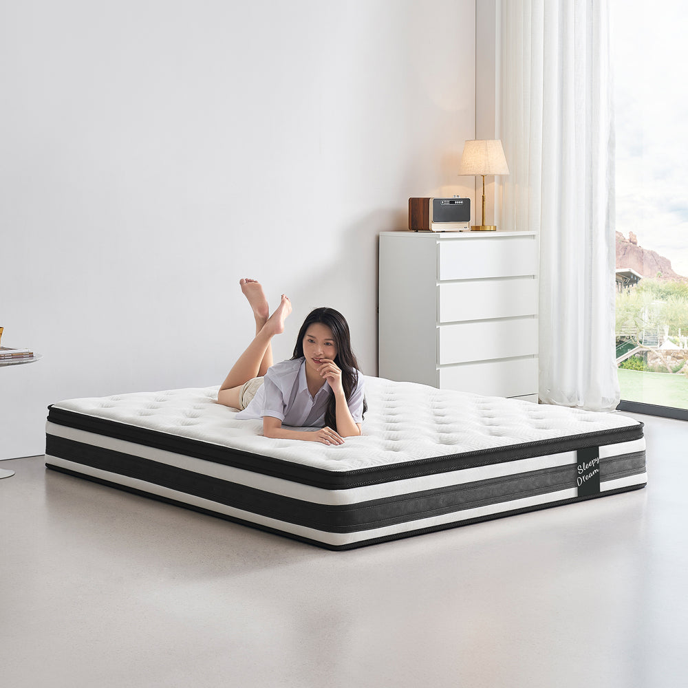 12 Inch TWIN Size Hybrid Mattress Individual Pocket Spring Oeko-Tex 100 Breathable Memory Foam Knitted Cover CertiPUR-US