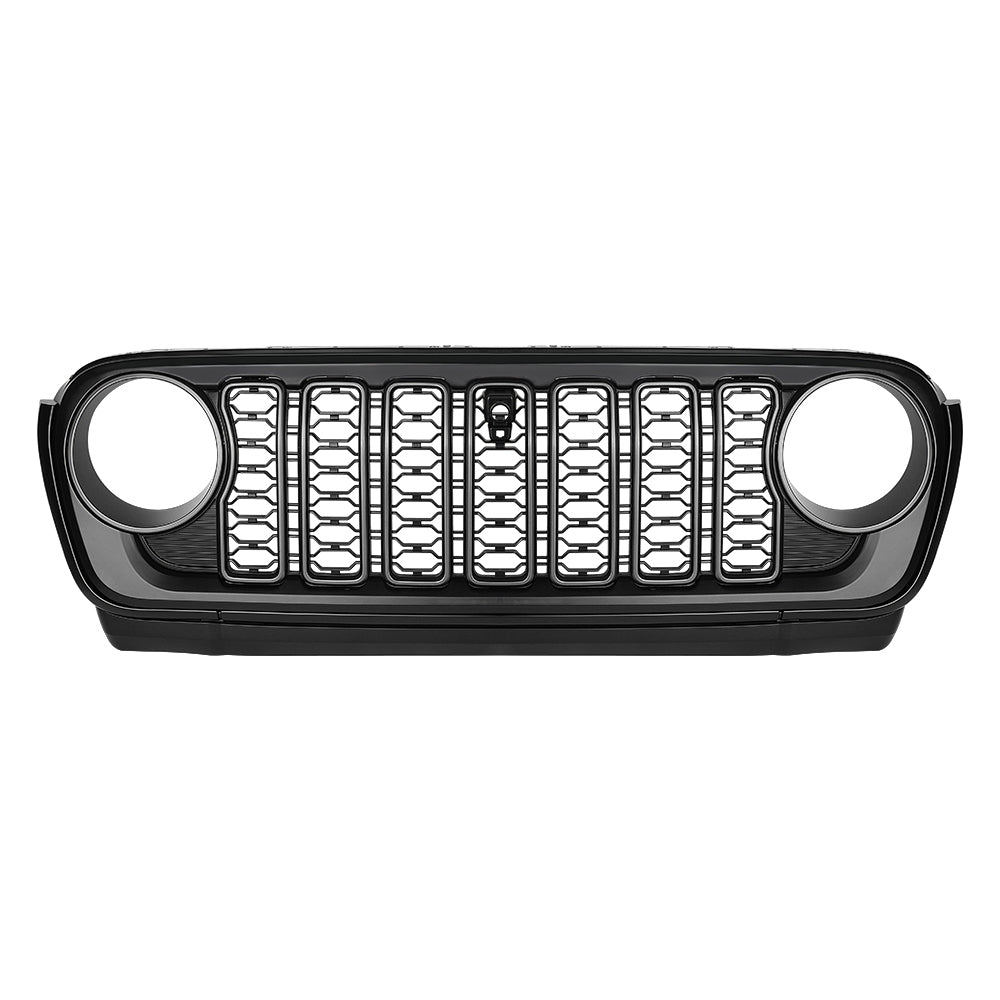 Front Mesh Grille Grid Grill for 2018-2024 Jeep Wrangler Rubicon Sahara Sport JL/JT Grill With Camera Hole Black Plastic