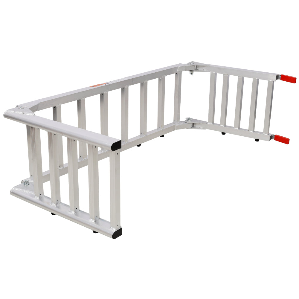 Aluminum Ramp 1,400 LBS/Pair, For Motorcycle/Lawn Mower/ATV Ramp and Tailgate Extender Combo 2 in 1, Multi purpose use, Silver color