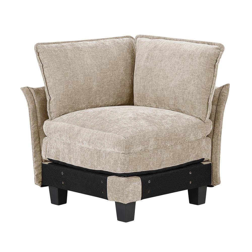 Modern Style 2pcs Arms with Adjustable Pillow Top Taupe Chenille Fabric Upholstery Contemporary Living Room Furniture Plush Comfort