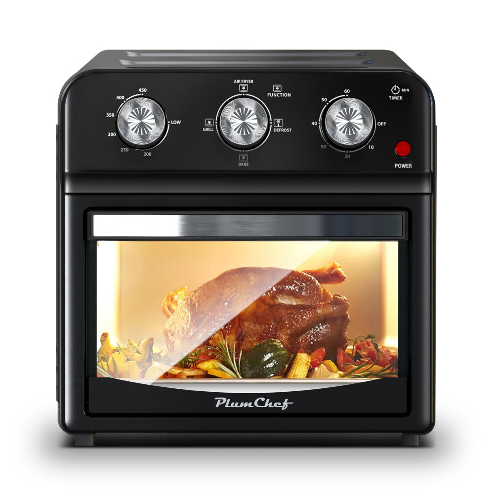 12.5 Quart Air Fryer Convection Toaster Oven, 1500W, 4 Cooking Modes, 7-in-1 Multifunction with Roast, Bake, Grill, Broil, Toast, Dehydrate, Defrost, Stainless Steel, Black