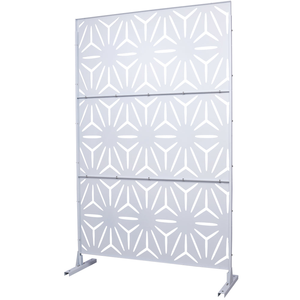 Outdoor & Indoor Privacy Screen Metal Privacy Screen 76" H×48" W, Freestanding Decorative Privacy Screen for Deck Balcony Patio, Privacy Fence Panels for Outside Lawn Garden PS104 WHITE