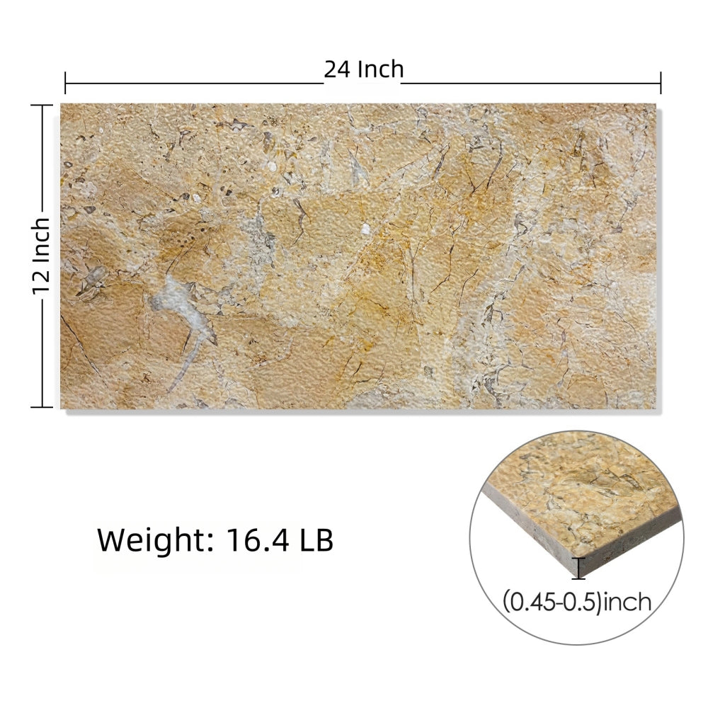 12*24 Gold Yellow Beige natural marble, for floor and wall, leather finished marble tile, natural stone, genuine marble, real marble, 1 box 4pcs