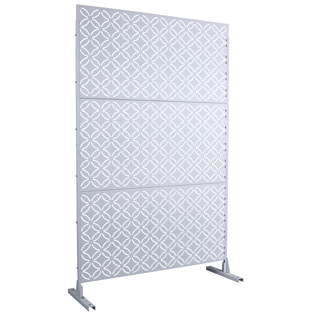 Outdoor & Indoor Privacy Screen Metal Privacy Screen 76" H×48" W, Freestanding Decorative Privacy Screen for Deck Balcony Patio, Privacy Fence Panels for Outside Lawn Garden PS107 WHITE