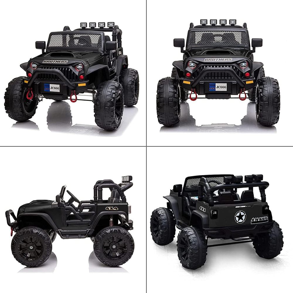 12V Ride on Car Truck with Remote Control, 2 Seater Kids Electric Car, Spring Suspension, 9Ah Battery Powered, 3 Speeds, Double Doors, Music Player