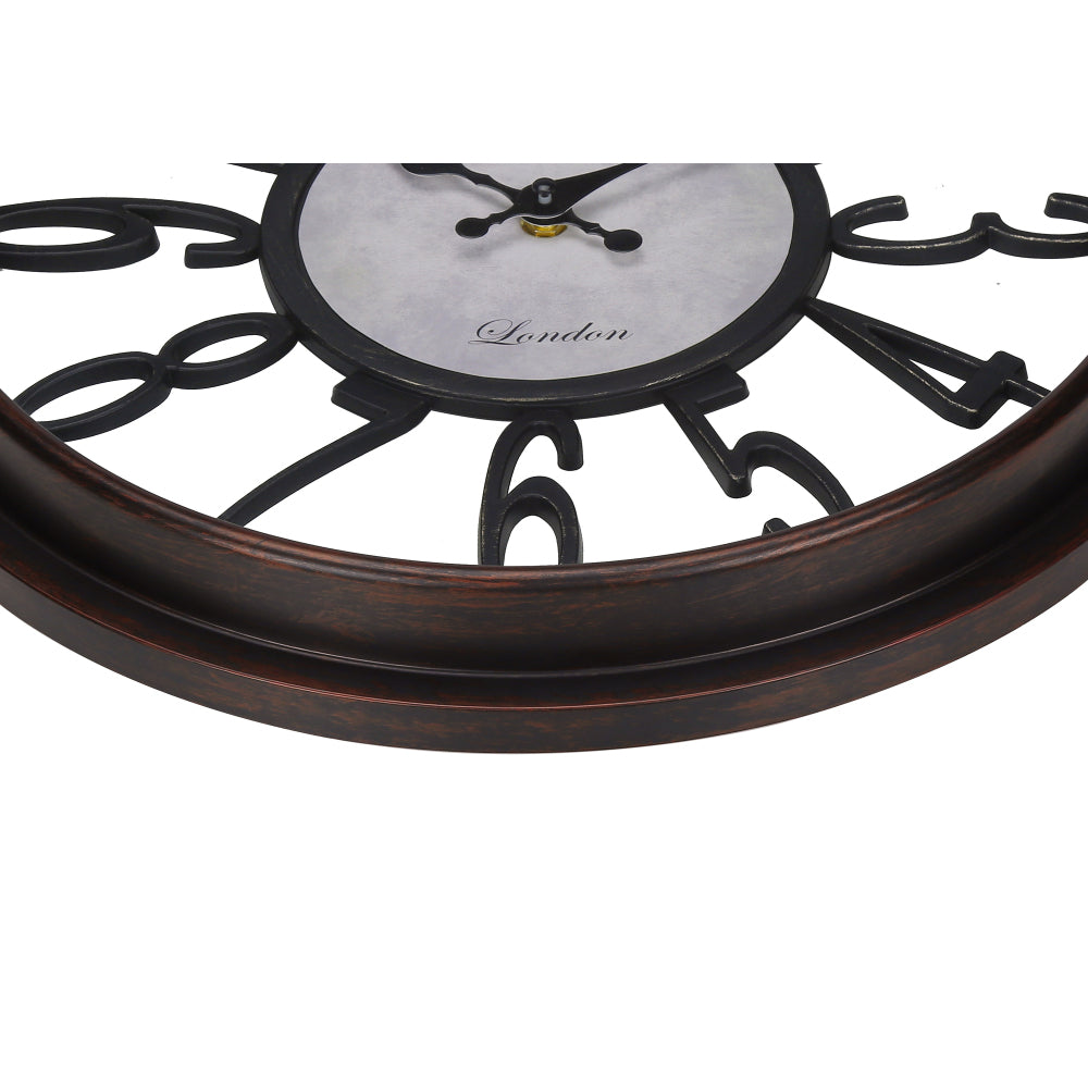 Clocks, 16" Round, Wall Clock, Antique Brown, Transitional