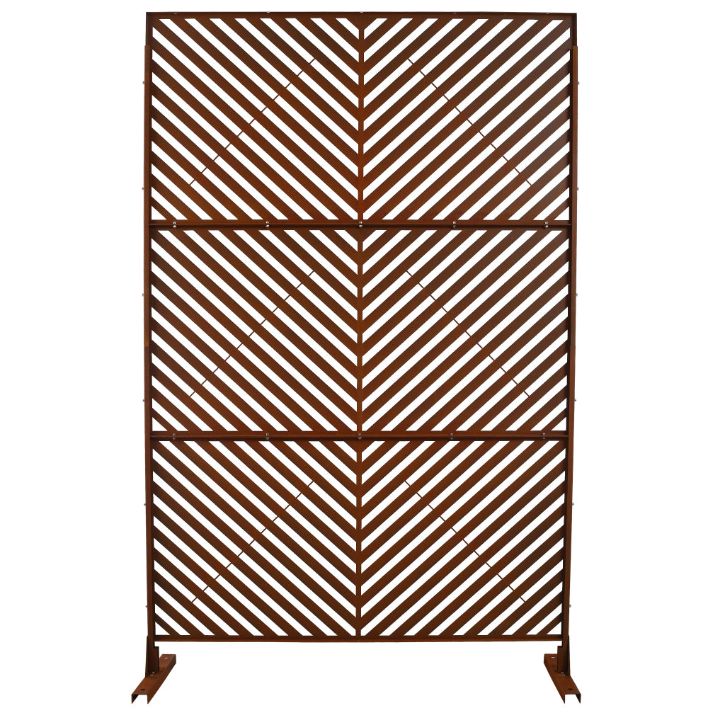 Outdoor & Indoor Privacy Screen Metal Privacy Screen 76" H×48" W, Freestanding Decorative Privacy Screen for Deck Balcony Patio, Privacy Fence Panels for Outside Lawn Garden PS113 RUSTY