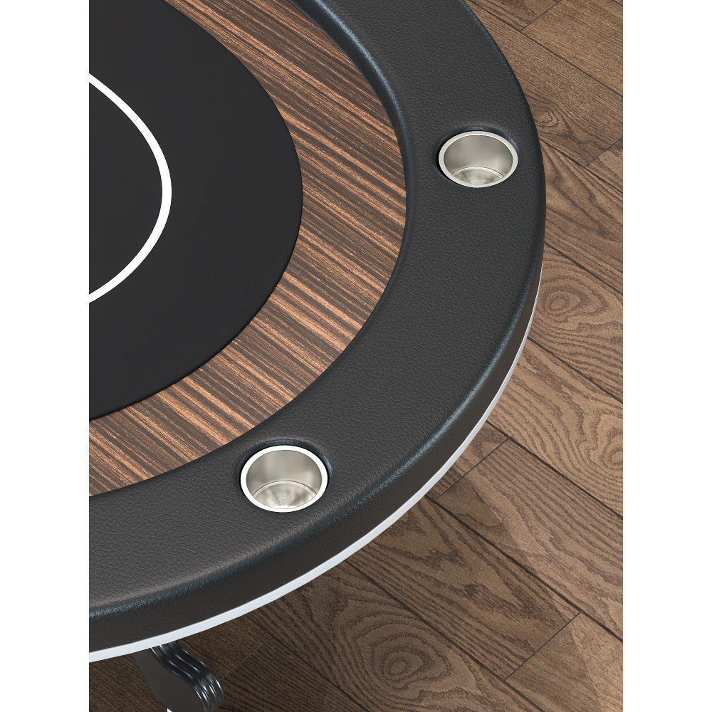 INO Design 96" Poker Table for Casino Texas Holdem Game with Premium Aura Speed Cloth Wooden Texture Racetrack Chips Tray Cup Holders Black