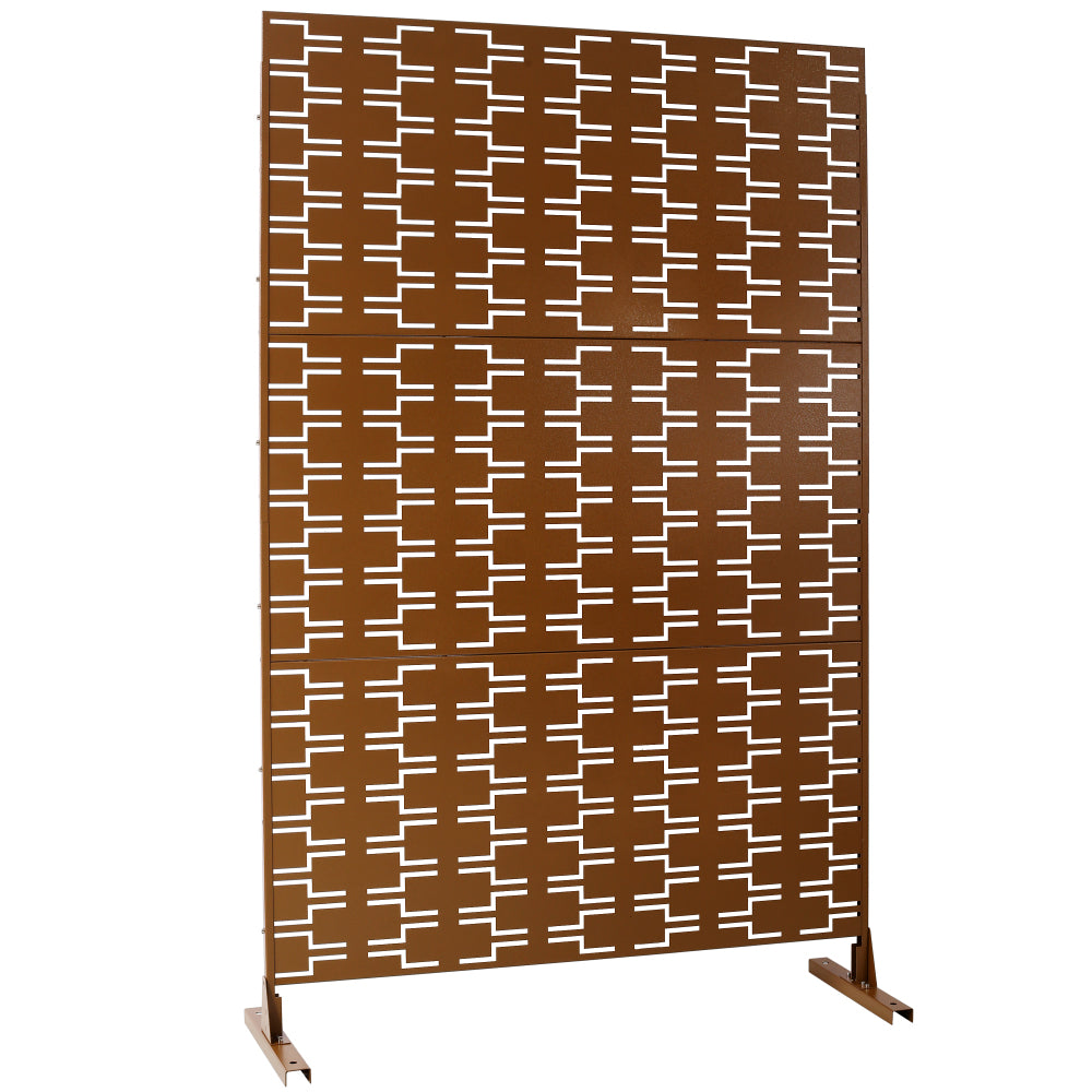 Outdoor & Indoor Privacy Screen Metal Privacy Screen 76" H×48" W, Freestanding Decorative Privacy Screen for Deck Balcony Patio, Privacy Fence Panels for Outside Lawn Garden PS112 BROWN HAMMERTONE