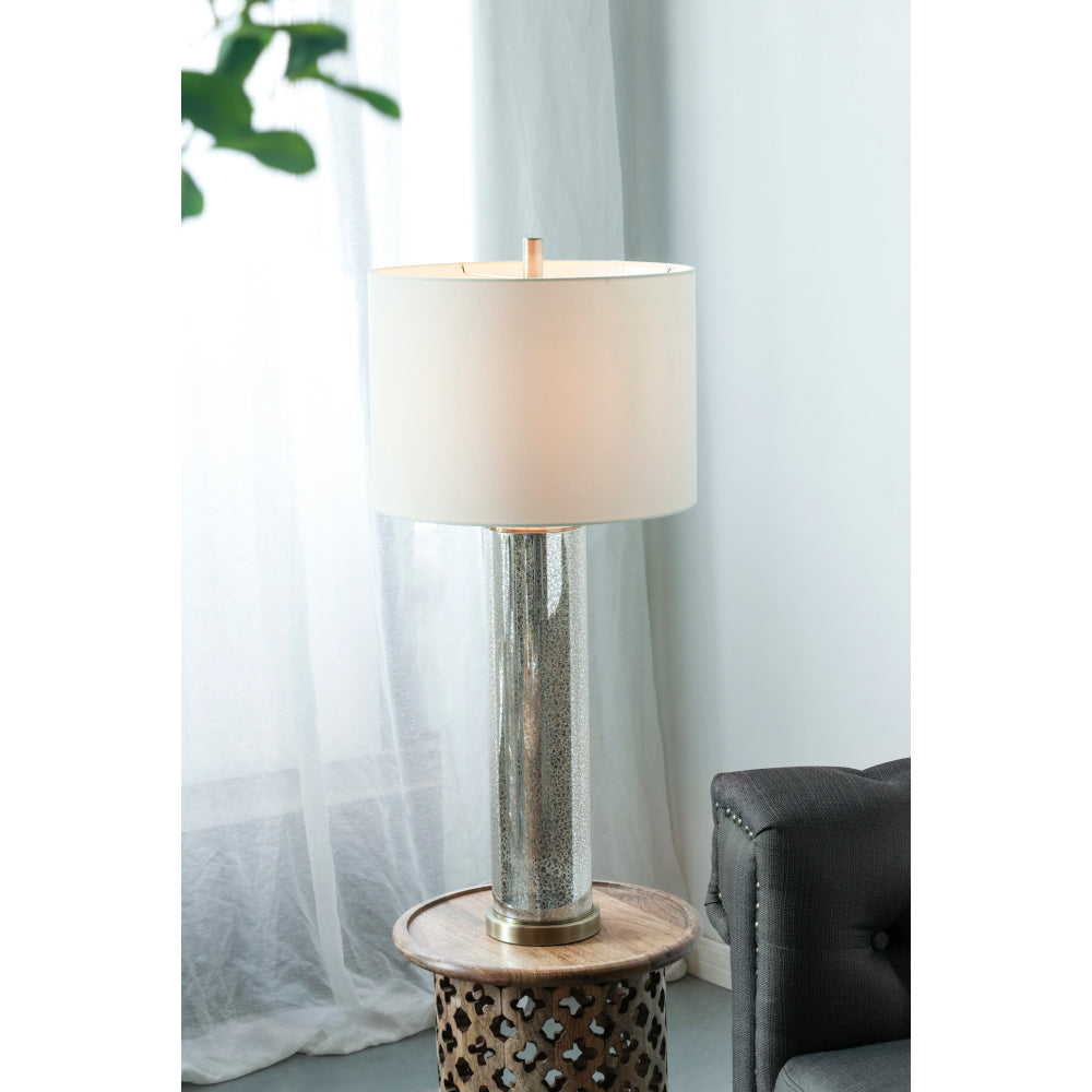 16x16x29.8" Gold and Black Table Lamp with Contemporary Disc Design