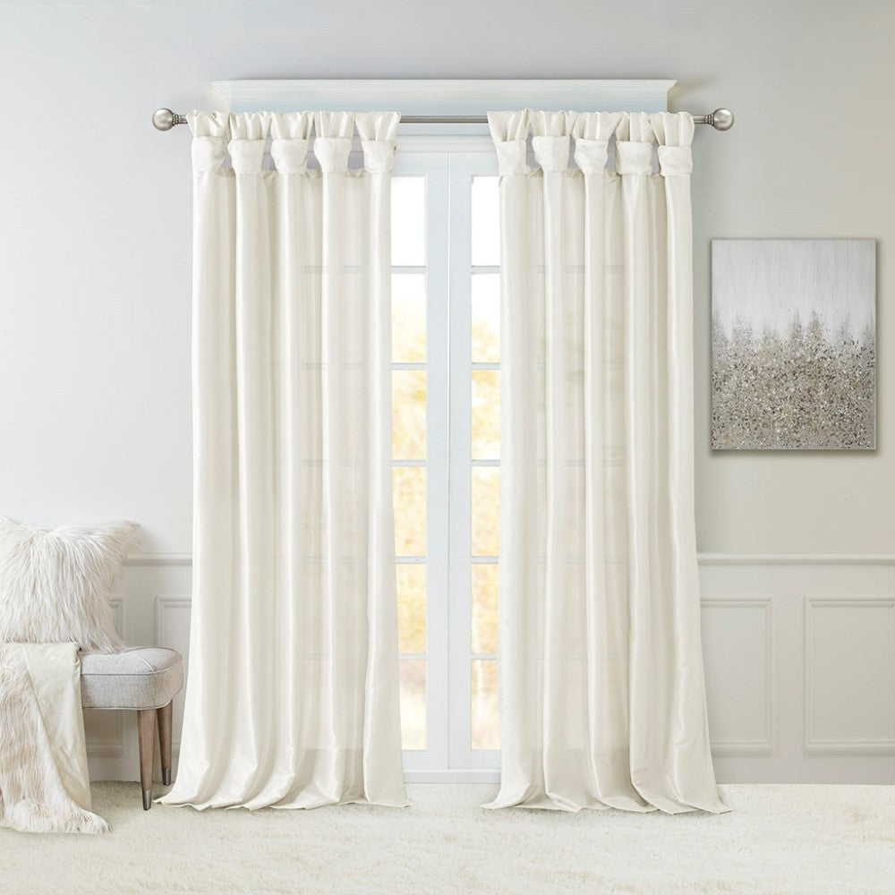 Twist Tab Lined Window Curtain Panel White 50x120"