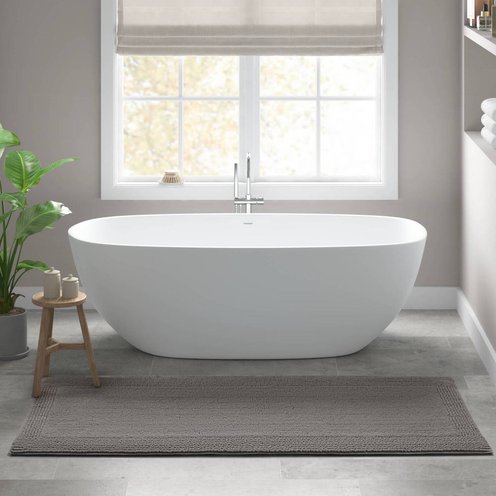 100% Cotton Tufted 3000 GSM Reversible Bath Rug Charcoal 21x34"