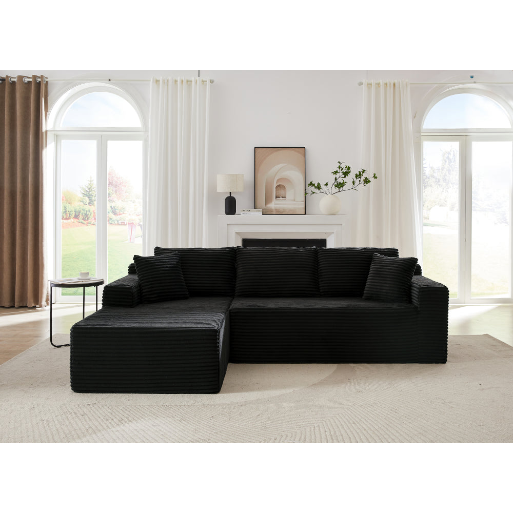 L-Shaped Cloud Sectional Sofa with Deep Seat,No Assembly Required,Modular Couches Sleeper for Living Room,Bedroom,Apartment,Dark Grey