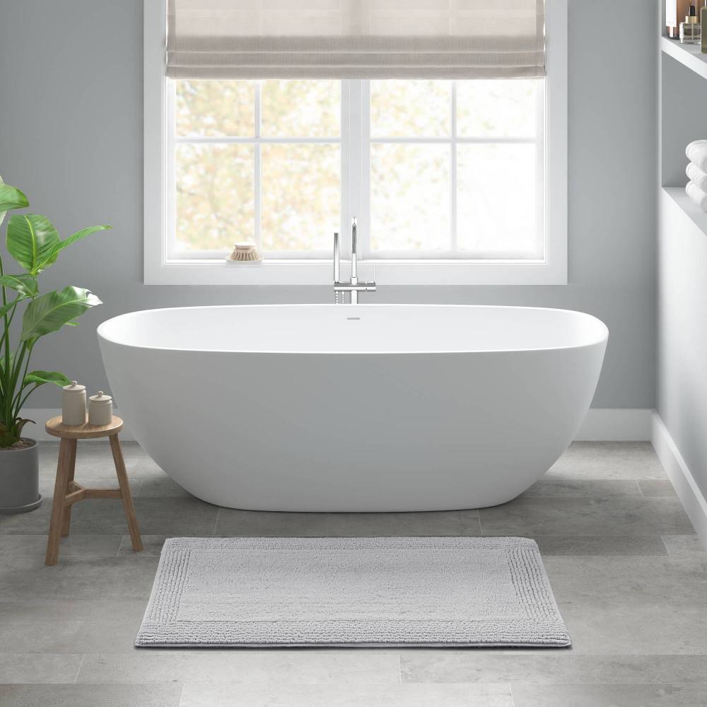100% Cotton Tufted 3000 GSM Reversible Bath Rug Charcoal 21x34"