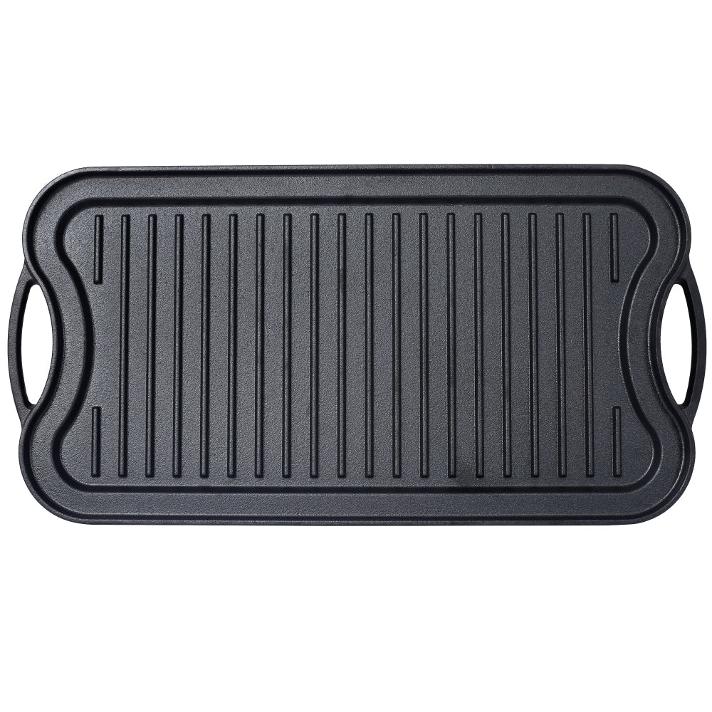 Pre-Seasoned Cast Iron Reversible Rectangular Grill/Griddle, Black,20inch x 10inch