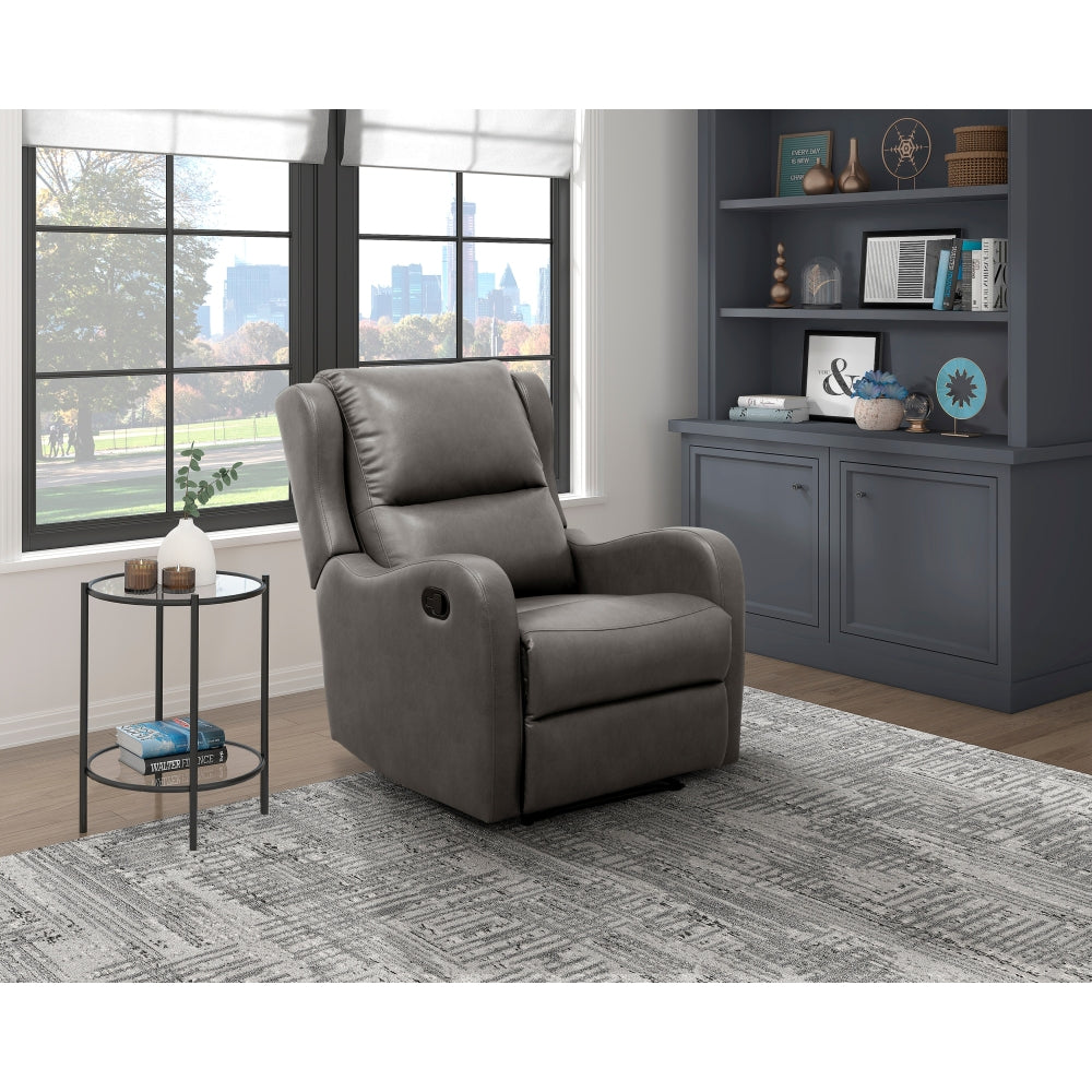Faux Leather Upholstery Gray Reclining Chair 1pc Living Room Furniture Comfort Seating
