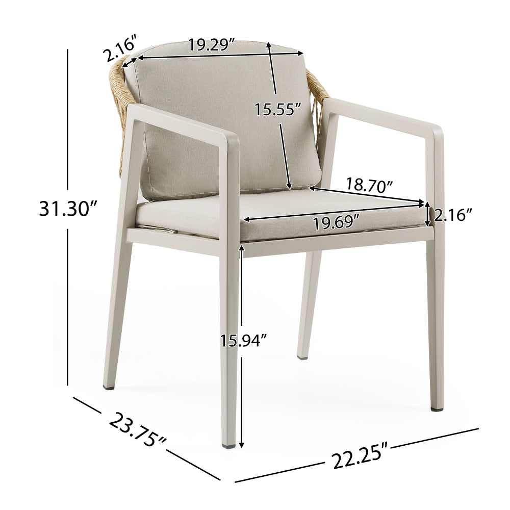 Outdoor Dining Set,Dining Chair Set of 6(Gray)+Acacia Wood Expandable Dining Table
